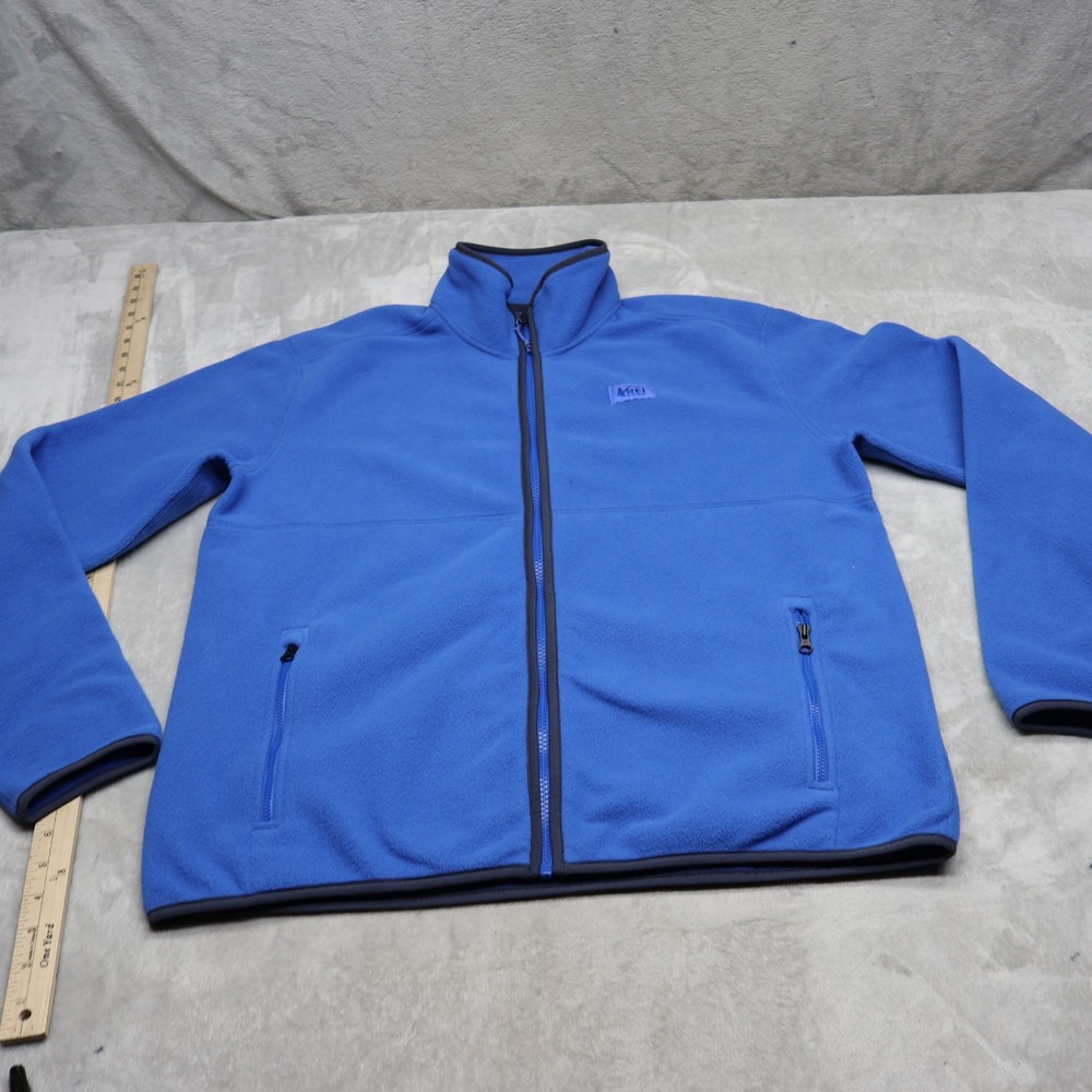 REI Coop Jacket Mens Medium Blue Fleece Full Zip Outdoor Hiking Camping Layering